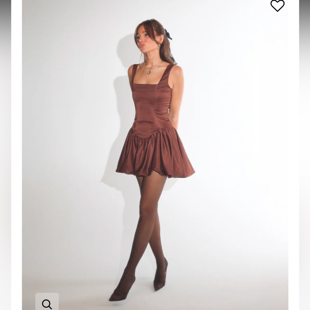 WEWOREWHAT BUBBLE SKIRT CORSET MINI DRESS IN CHOCOLATE, SIZE 4